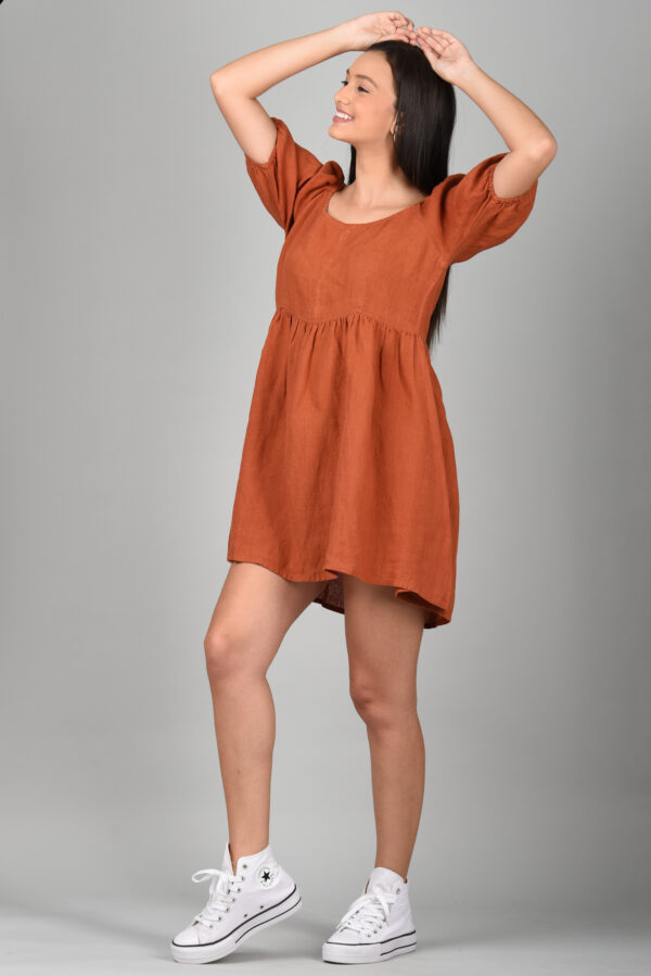 Drop Waist Dress Orange - Image 3