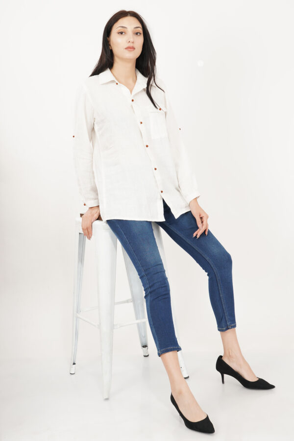 Linen Shirt Off White - Image 6