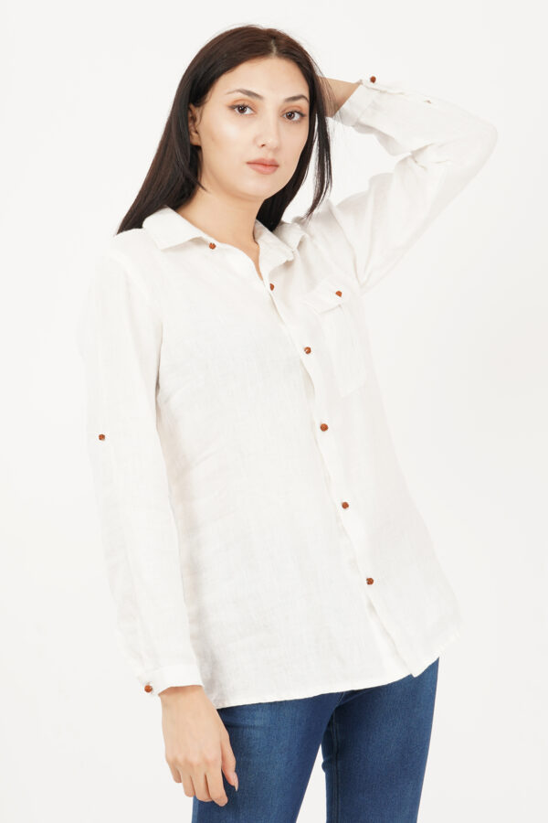 Linen Shirt Off White - Image 4