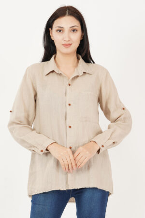 Linen Shirt Natural Raw Hem