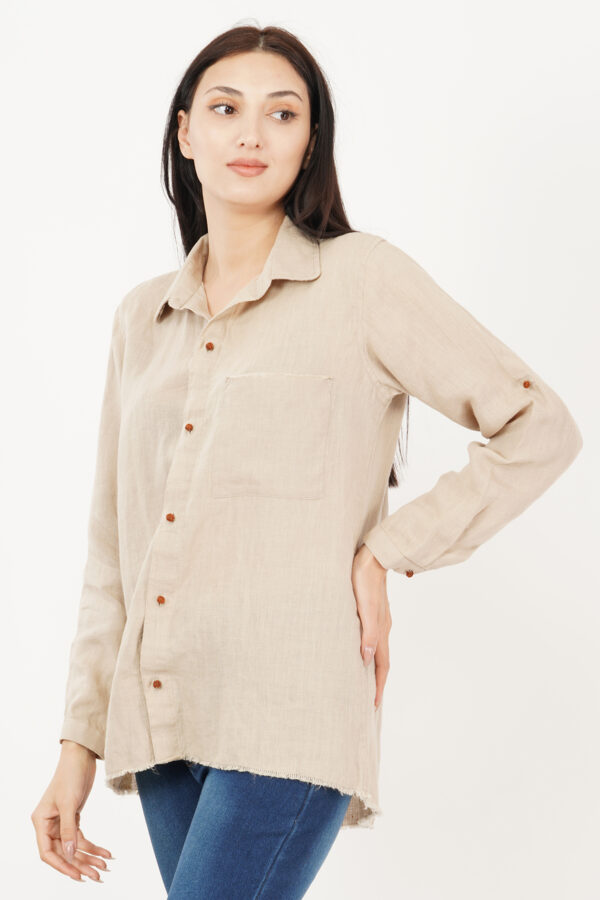 Linen Shirt Natural Raw Hem - Image 6