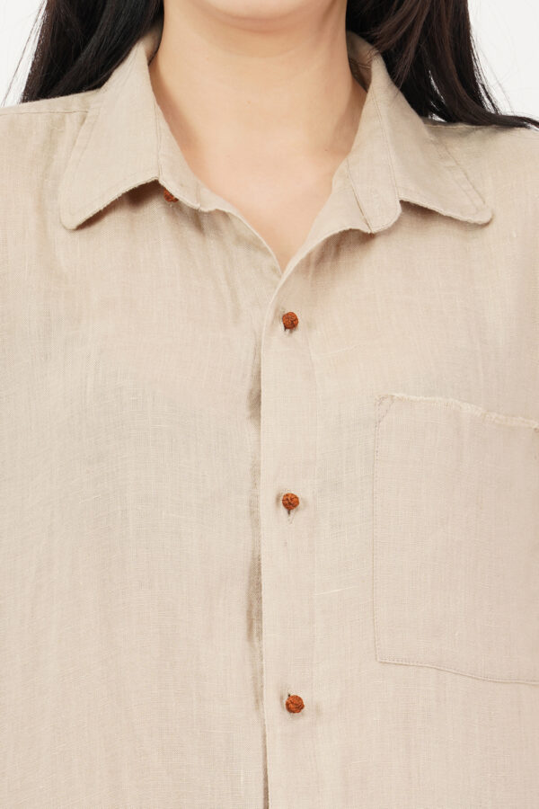 Linen Shirt Natural Raw Hem - Image 4