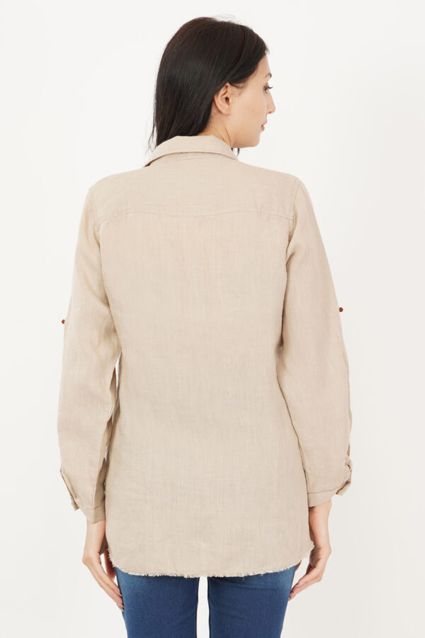 Linen Shirt Natural Raw Hem - Image 2